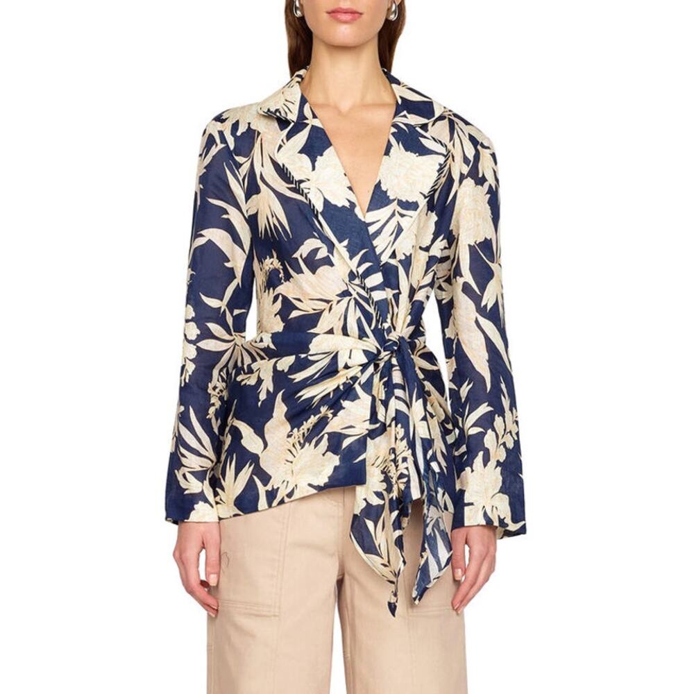 Christy Lynn Laiken Coastal Luxury Snap Front Floral Blazer XS Resort Old Money